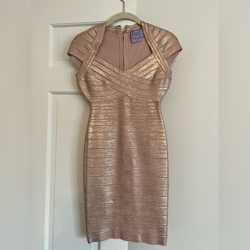 Herve Leger Gold Dress